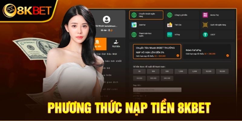 Giới thiệu các hình thức nạp tiền 8kbet thông dụng nhất hiện nay 